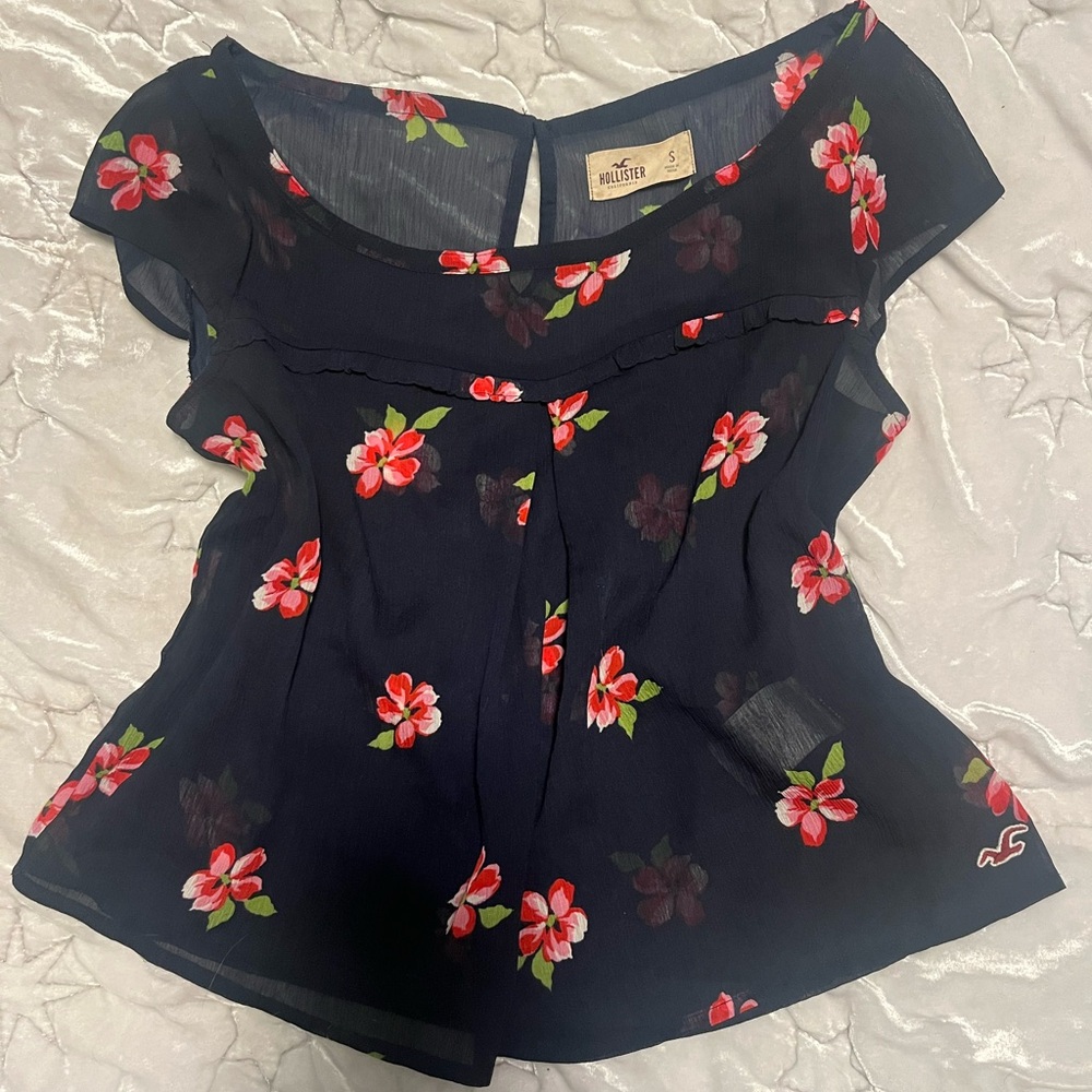 holster mesh/sheer babydoll top with pink flowers